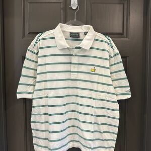 2003 Masters Collection Polo Shirt with White and Green Stripes Men’s Large